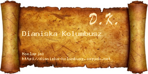 Dianiska Kolumbusz névjegykártya